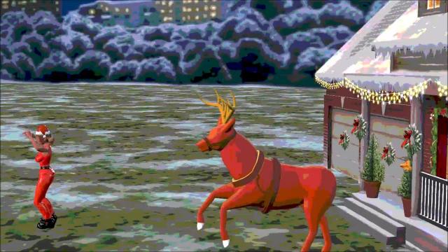 Where does the Christmas deer run to?