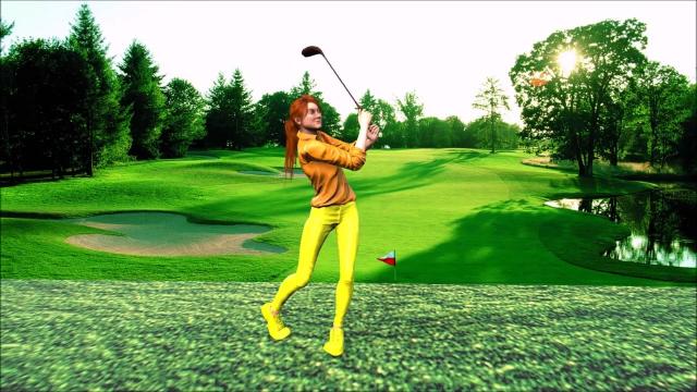 Сильный удар в гольфе 3Д анимация