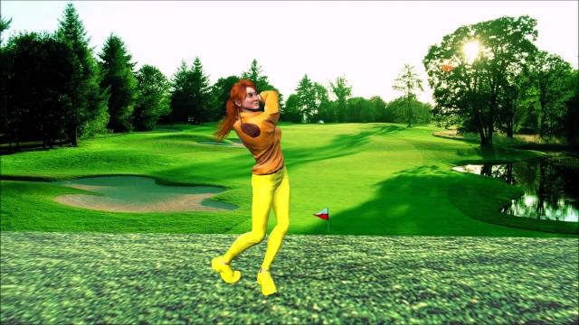 Очень сильный замах и удар в гольфе клюшкой 3Д анимация