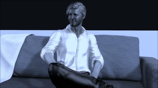 Поза сидящего мужчины нога на ногу  3Д Анимация