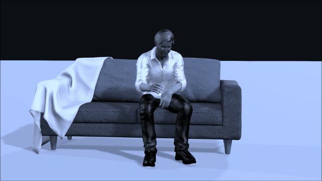 Сидящий мужчина в печали  3Д Анимация