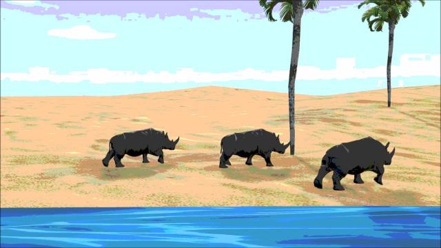 Rhinos  Walking-3D  Animation
