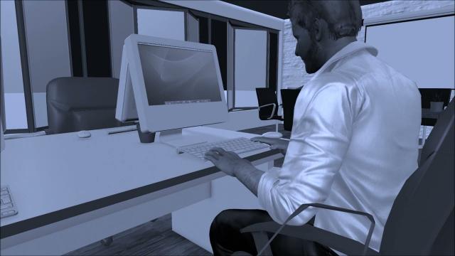 Мужчина печатает текст на компьютере  3Д Анимация