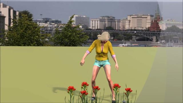 Срывает цветы 3Д анимация