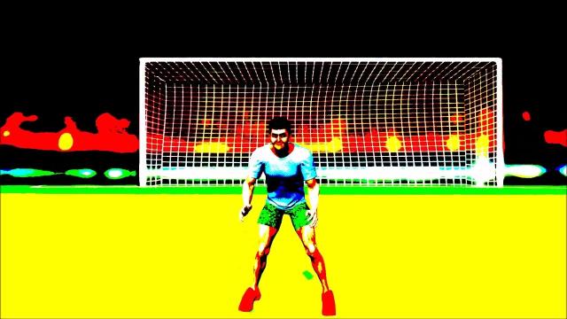 Вратарь выбрасывает мяч далеко в поле 3Д анимация